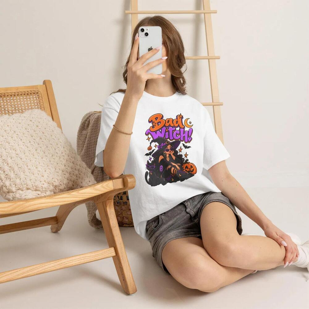 Bad Witch Halloween Tee Witchy Pumpkin Spell Graphic T-Shirt